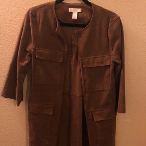 H&M brown faux suede long jacket